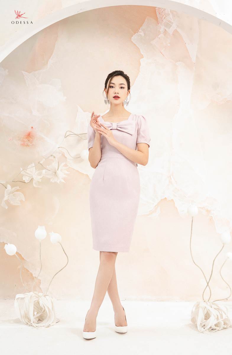 ĐẦM CỔ NƠ CÁCH ĐIỆU VINTAGE DK23-052