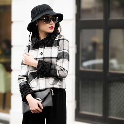 áo khoác dạ kẻ, áo khoác dạ dáng lửng, áo khoác dạ dáng lửng phối lông, ao khoac da ke, ao khoac da dang lung, ao khoac da,