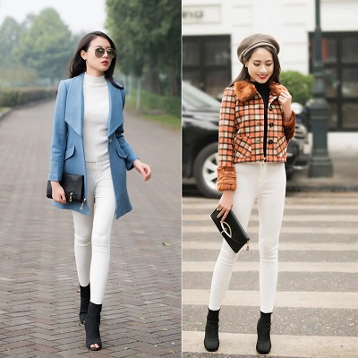 skinny trắng, quần skinny trắng, phối đồ với skinny trắng
