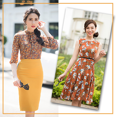 phong cách vintage, phong cach vintage, họa tiết hoa, sơ mi họa tiết, đầm họa tiết