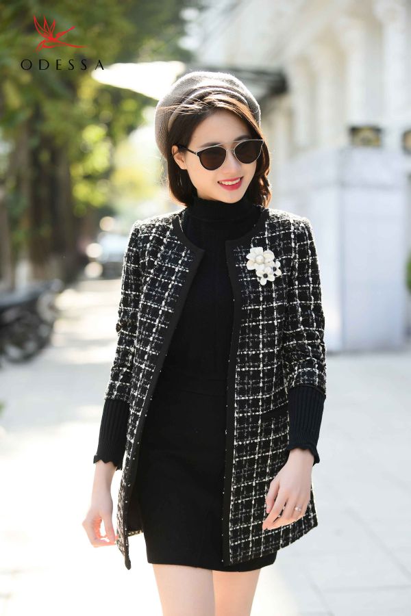 Đầm chữ A vải tweed đen trắng | Shopee Việt Nam