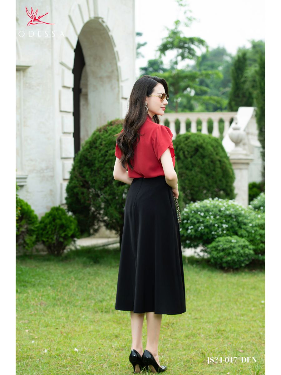 CHÂN VÁY TRƠN DÁNG CHỮ A XẾP LY JS24-047