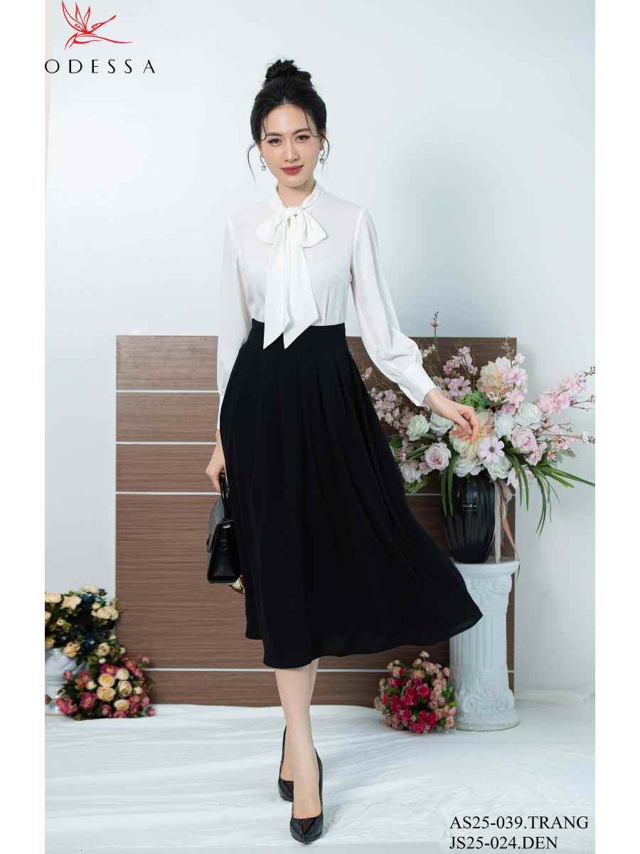 ÁO SƠ MI CỔ ĐIỆU THẮT NƠ SANG TRỌNG AS25-039