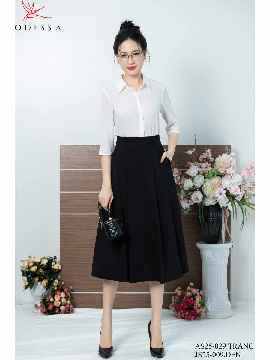 ÁO SƠ MI CỔ ĐỨC TAY LỬNG ĐƠN GIẢN AS25-029