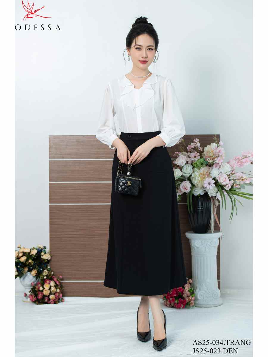 O SƠ MI DÀI TAY CỔ LÁ SEN AS25-034