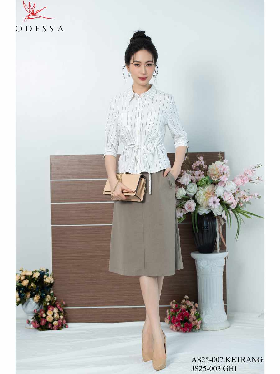 ÁO SƠ MI PEPLUM THẮT EO DUYÊN DÁNG AS25-007