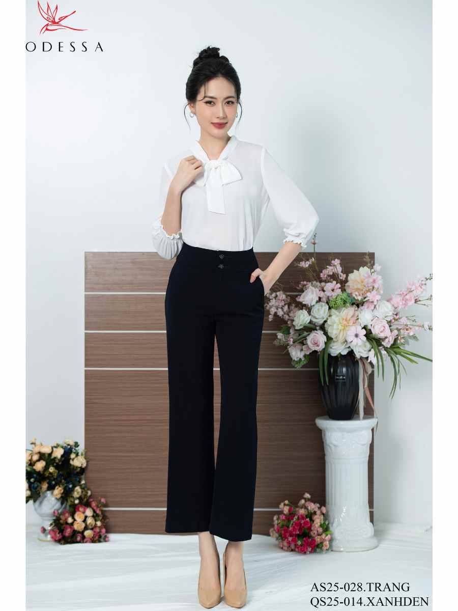ÁO SƠ MI PHỐI NƠ CỔ TAY BO NHÚN AS25-028