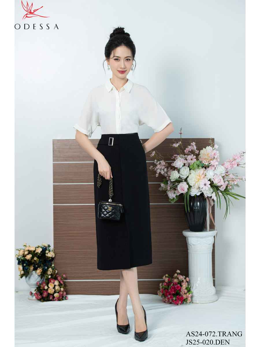 CHÂN VÁY SUÔNG PHỐI ĐAI EO SANG TRỌNG JS25-020