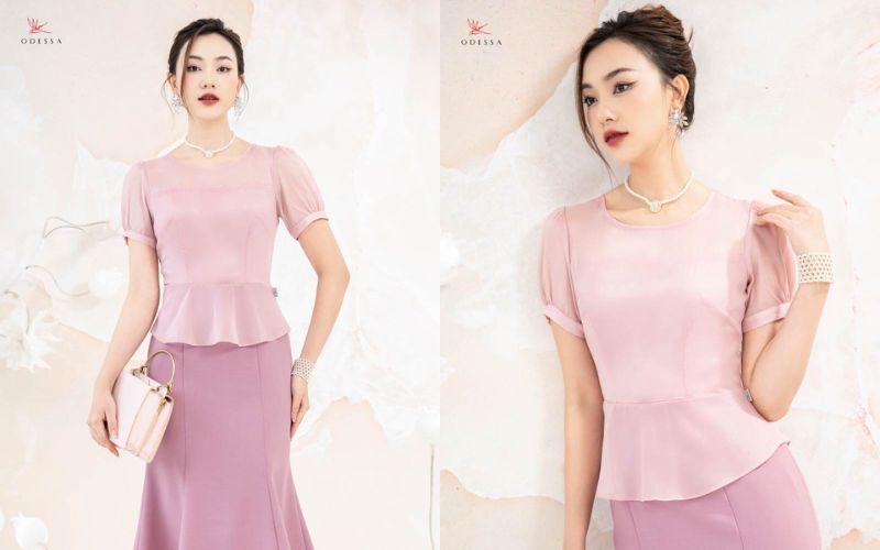 Chân váy đuôi cá phối áo peplum