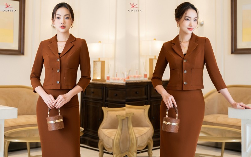 Set vest nâu trầm sang chảnh