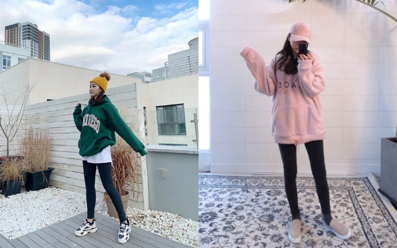  Áo hoodie mix cùng quần legging