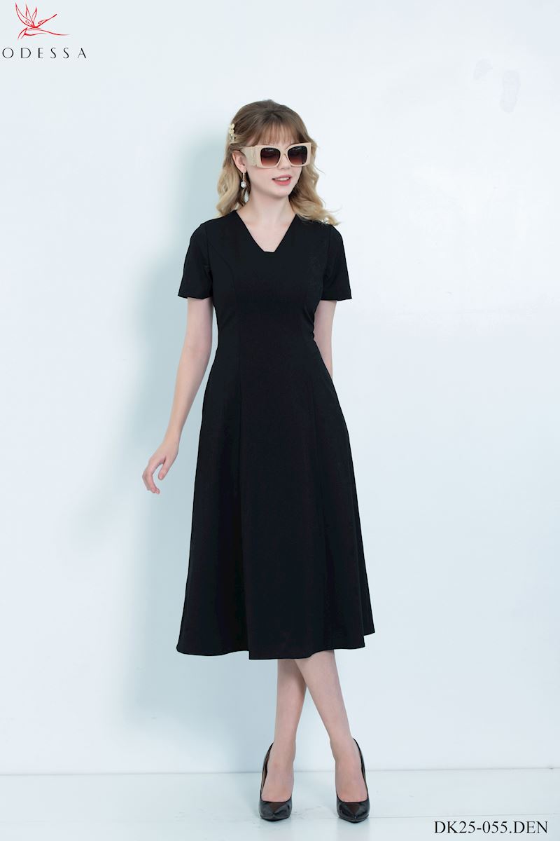 ĐẦM CỔ V DÁNG XÒE TRẺ TRUNG DK25-055