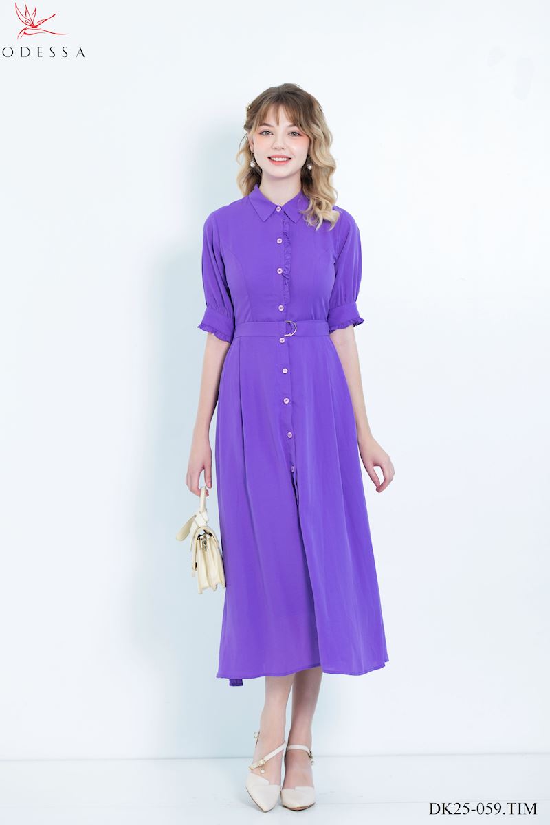 ĐẦM NỮ TAY LỠ PHỐI ĐAI DK25-059