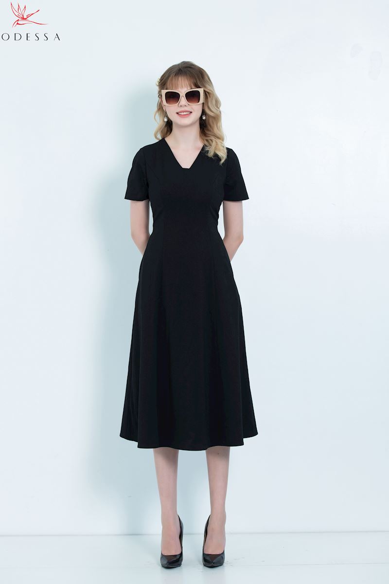 ĐẦM CỔ V DÁNG XÒE TRẺ TRUNG DK25-055