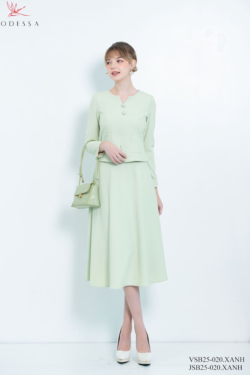 CHÂN VÁY XÒE SET VEST THANH LỊCH JSB25-020