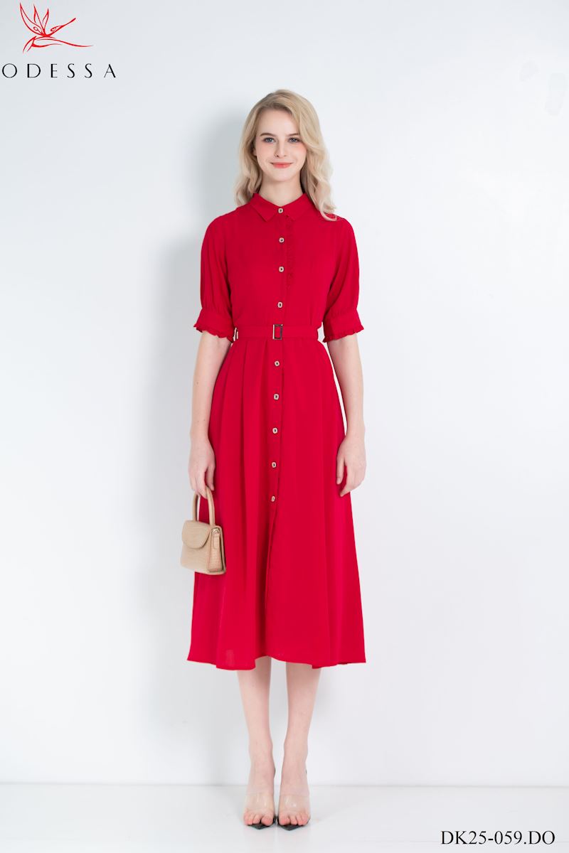 ĐẦM NỮ TAY LỠ PHỐI ĐAI DK25-059