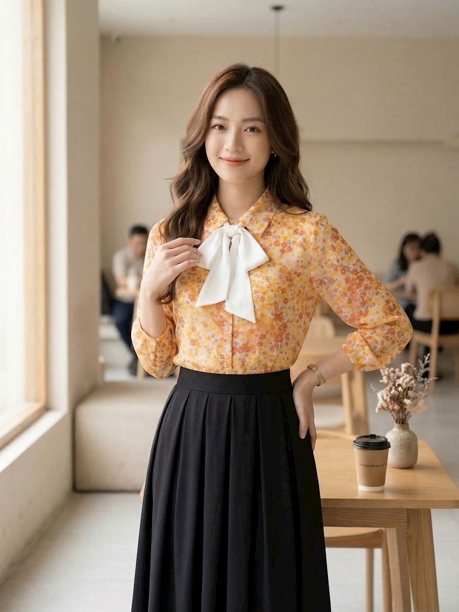 SƠ MI CỔ NƠ CÁCH ĐIỆU AS25-022
