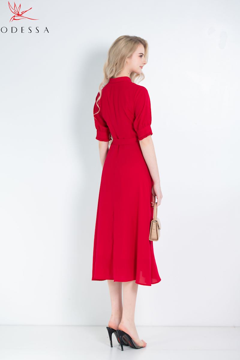 ĐẦM NỮ TAY LỠ PHỐI ĐAI DK25-059