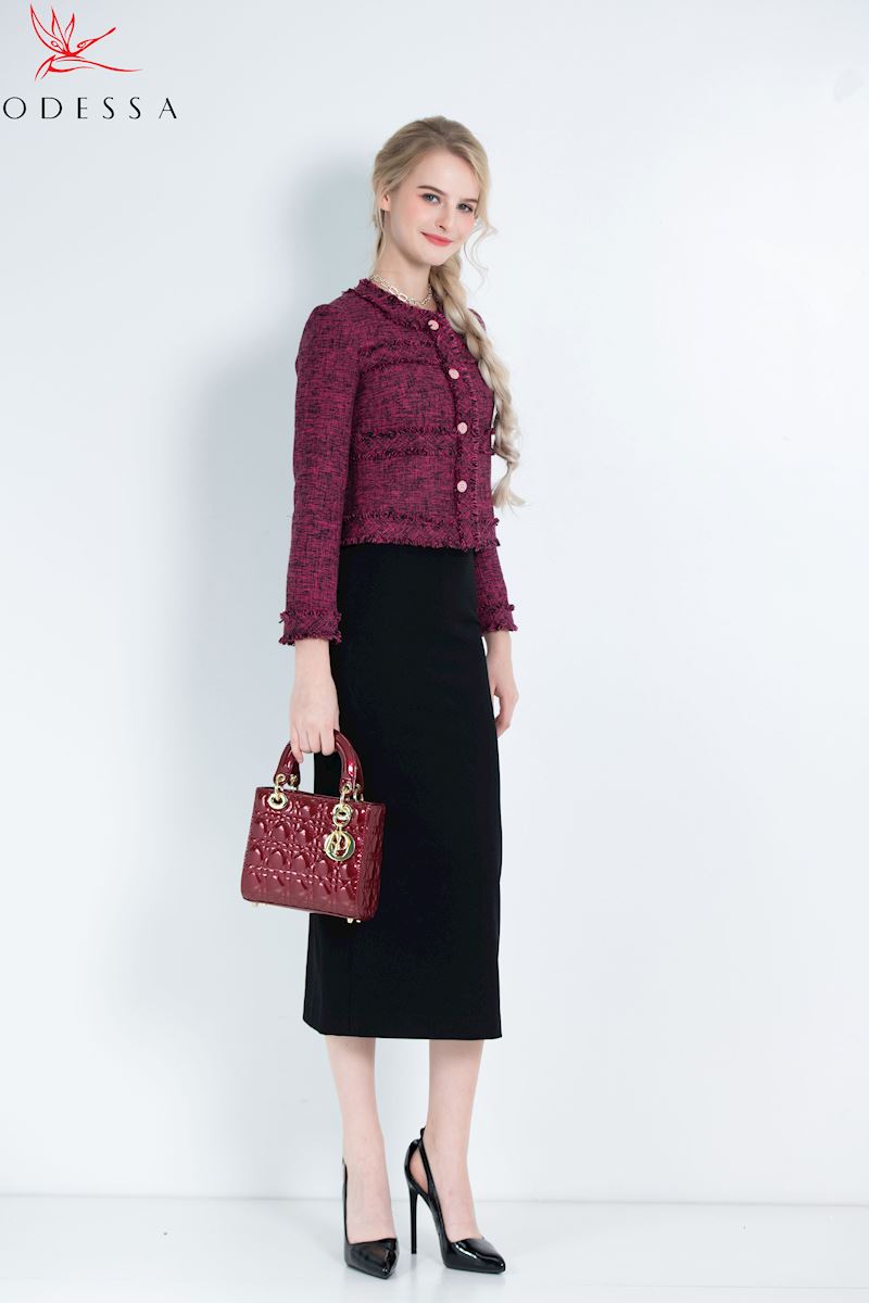 ÁO VEST DẠ CỔ TRÒN PHỐI CÚC TRẺ TRUNG VS25-006