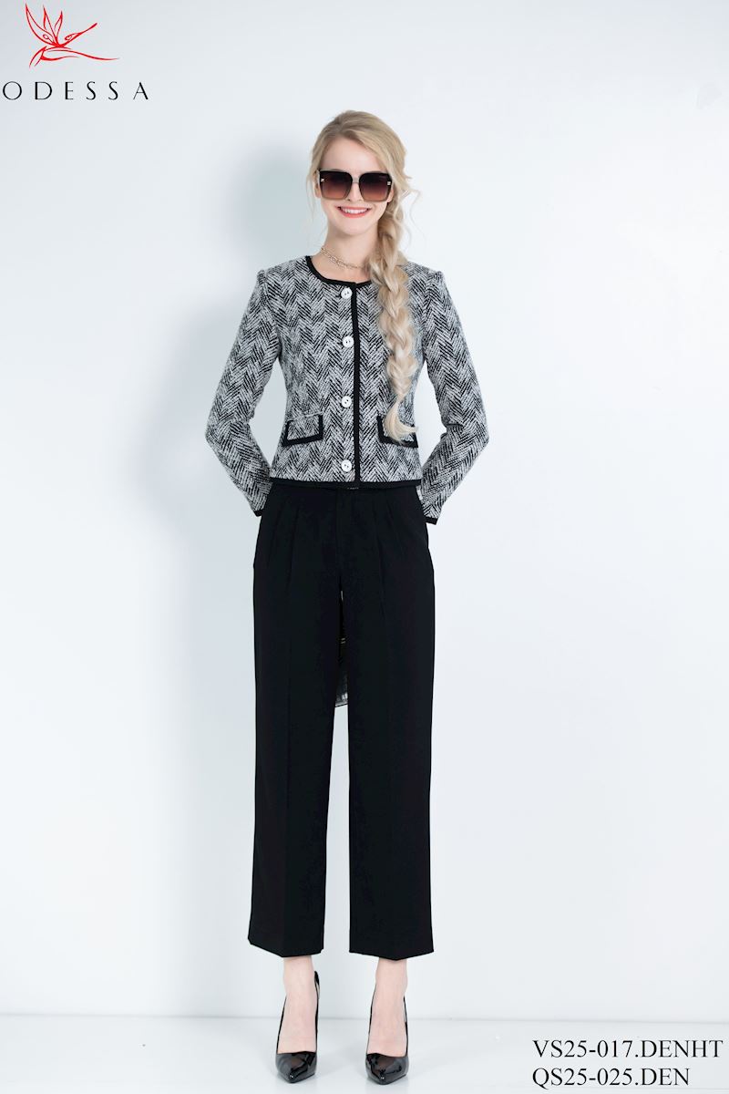 ÁO VEST DẠ CỔ TRÒN PHỐI TÚI VS25-017