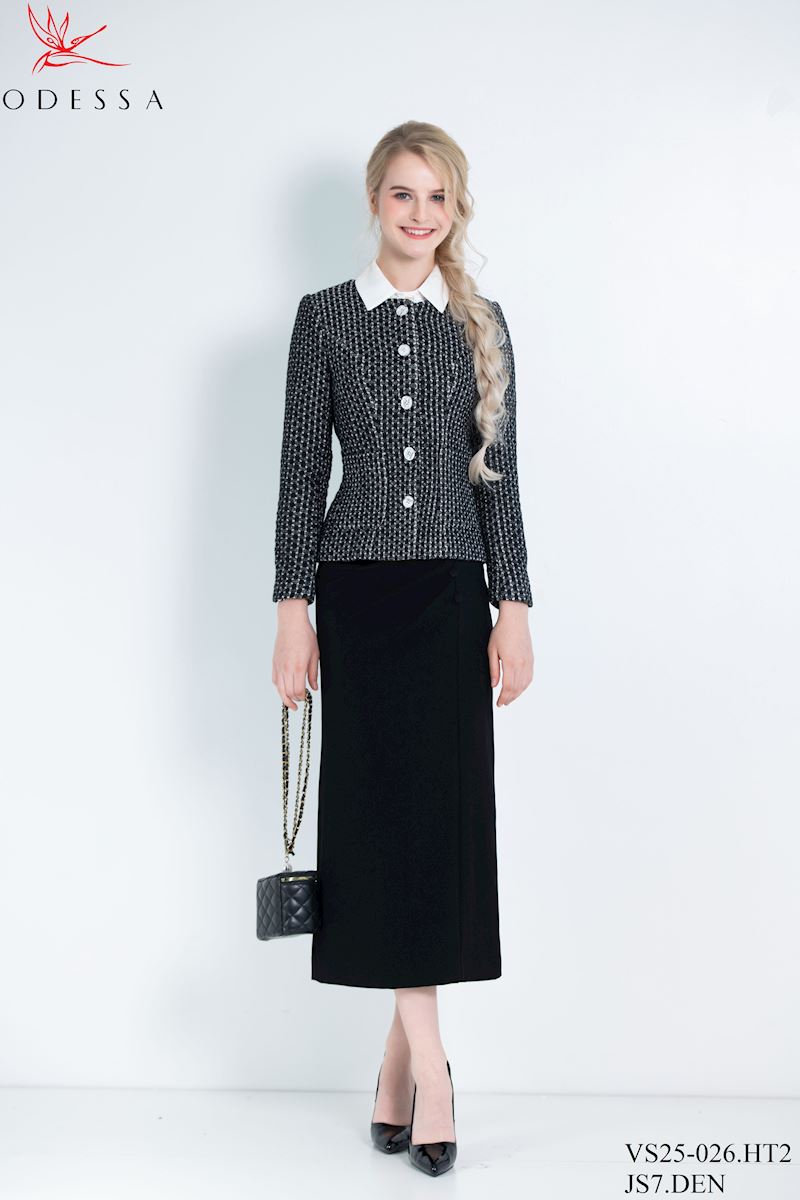 VEST DẠ CỔ TRÒN PHỐI CÚC VS25-026