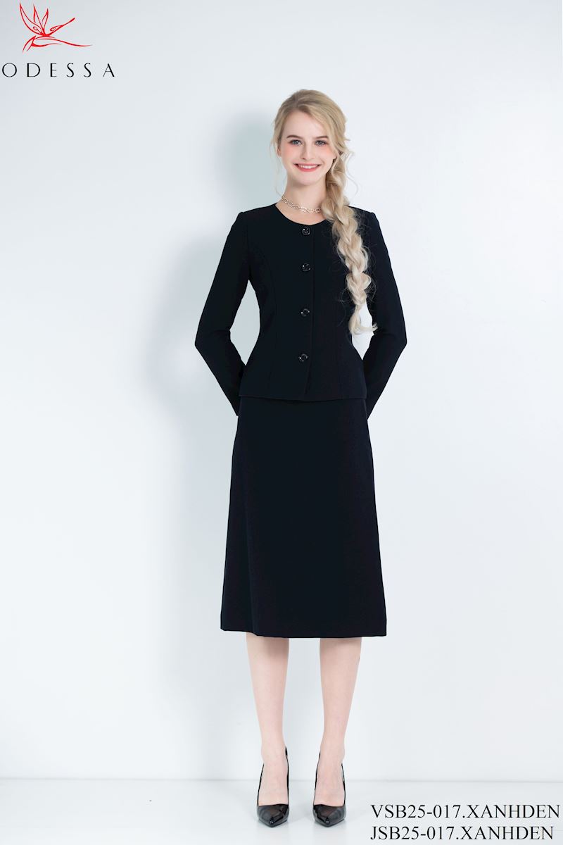 ÁO VEST CỔ TRÒN PHỐI CÚC THANH LỊCH VSB25-017